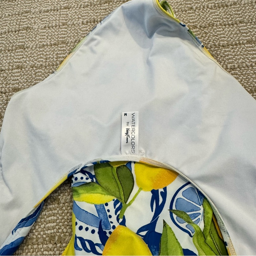 Kenny Flowers Positano Lemon Print Gold Ring Classic One Piece Swimsuit | M - Picture 7 of 8